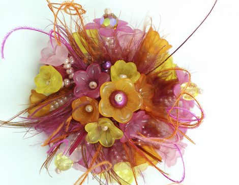 bague plumes fleurs